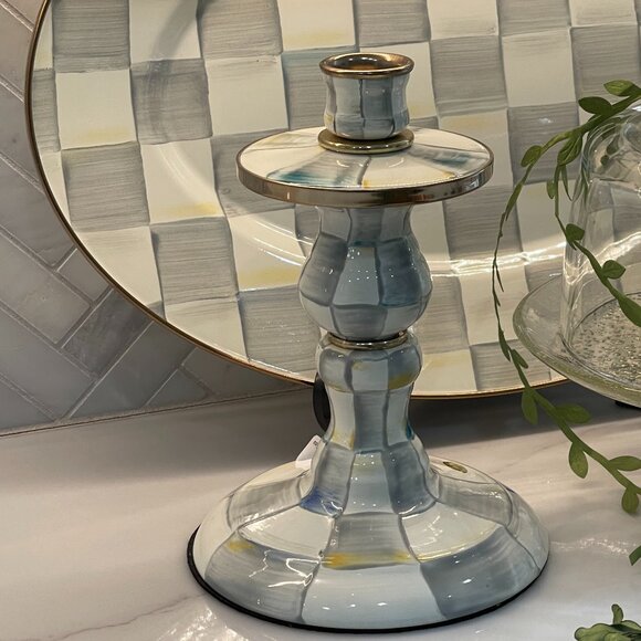 Sterling Check Enamel Candlestick -NEW - Picture 3 of 16